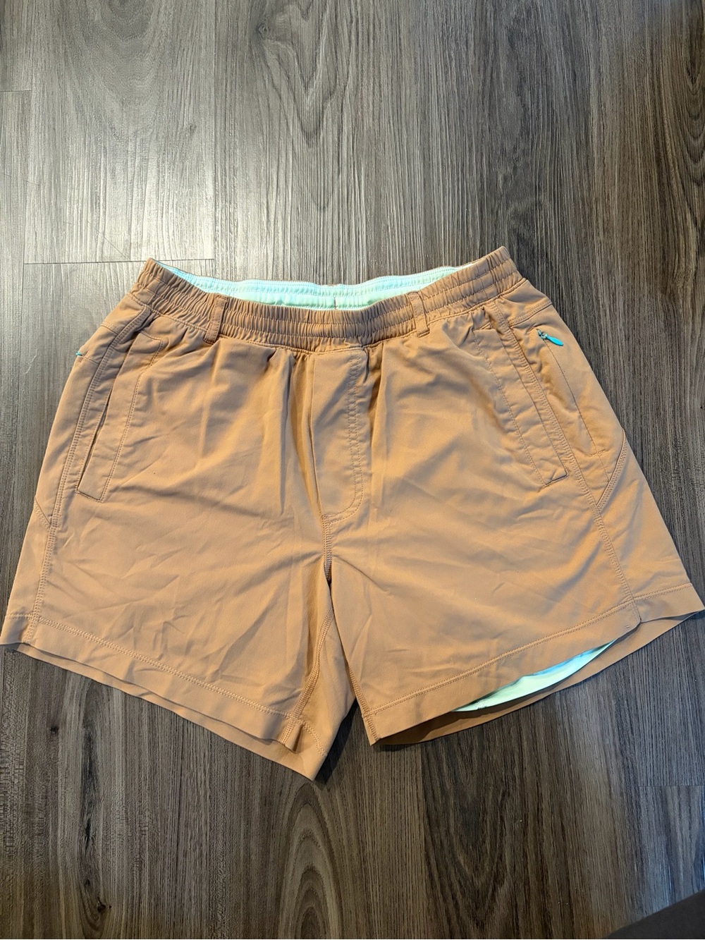 Birddogs Athletic Shorts in Camel Khaki with Mint Undershorts